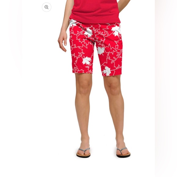Loudmouth Pants - Loudmouth Ladies Oh Canada Bermuda Shorts Woman 10 Red Golf Wacky Patriotic Fun